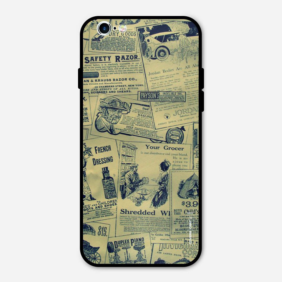 Vintage Newspaper Cutouts Metal Back Case for iPhone 6 6s