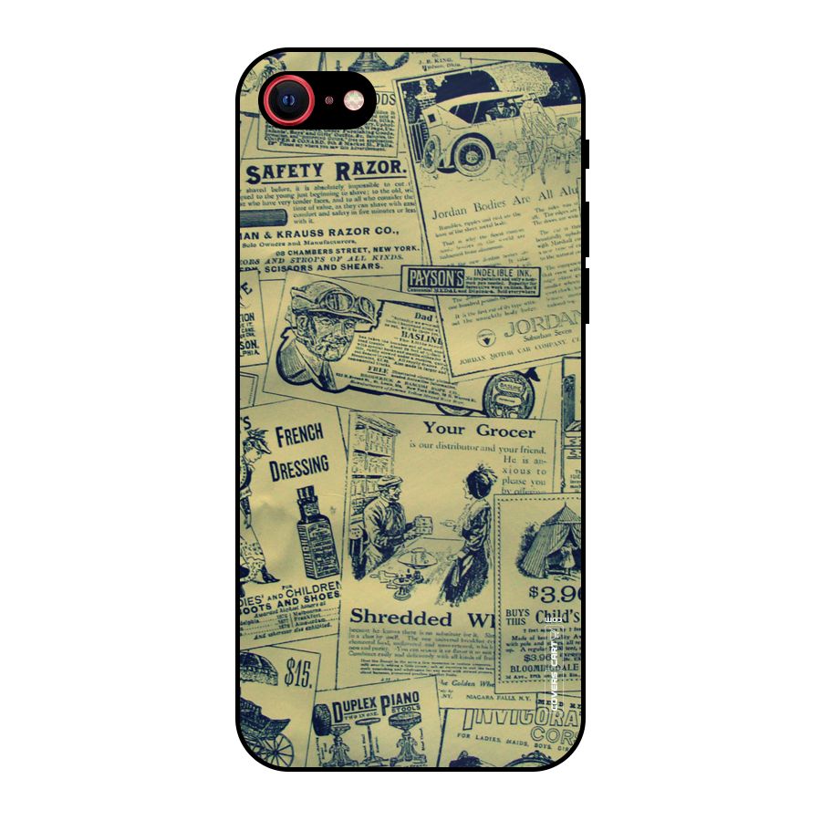 Vintage Newspaper Cutouts Metal Back Case for iPhone 8