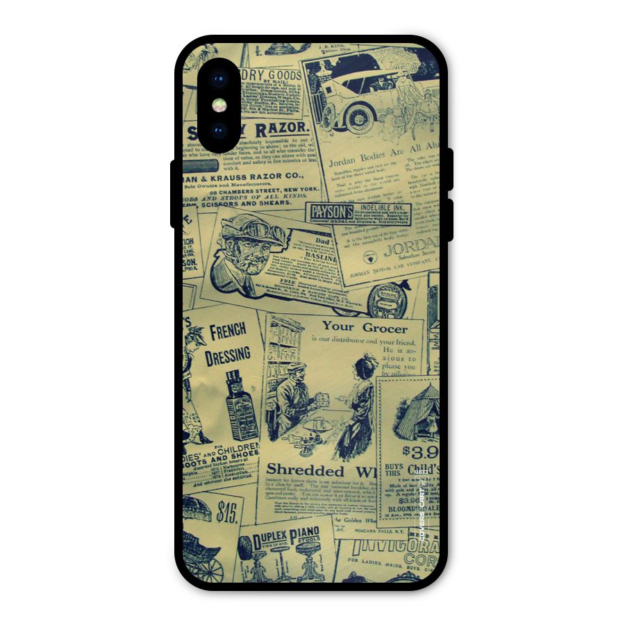Vintage Newspaper Cutouts Metal Back Case for iPhone X