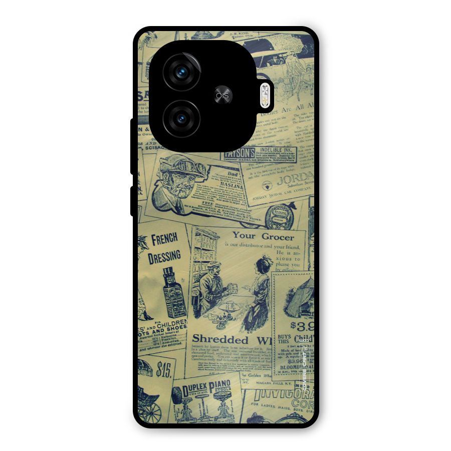 Vintage Newspaper Cutouts Metal Back Case for iQOO Neo 10R