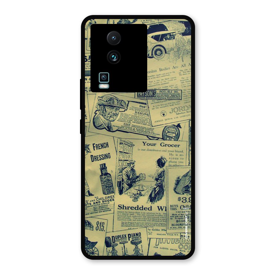 Vintage Newspaper Cutouts Metal Back Case for iQOO Neo 7 Pro