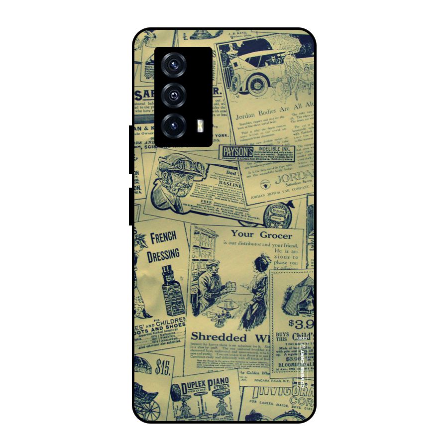 Vintage Newspaper Cutouts Metal Back Case for iQOO Z5