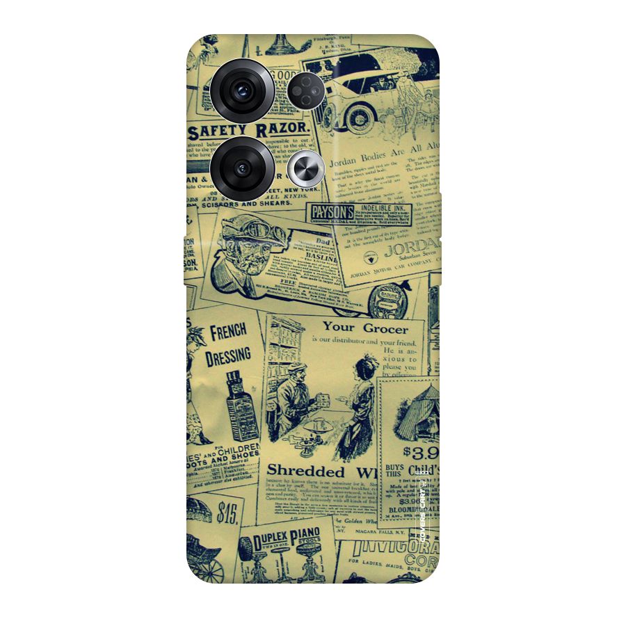 Vintage Newspaper Cutouts Original Polycarbonate Back Case for Oppo Reno8 Pro 5G
