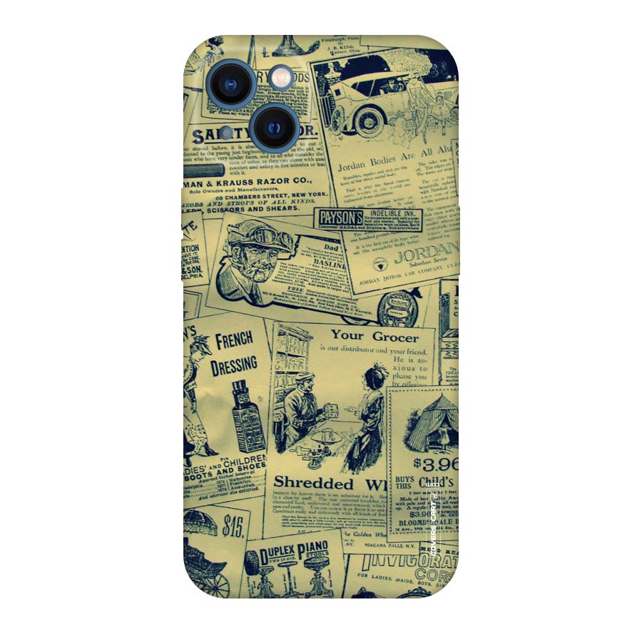 Vintage Newspaper Cutouts Original Polycarbonate Back Case for iPhone 13