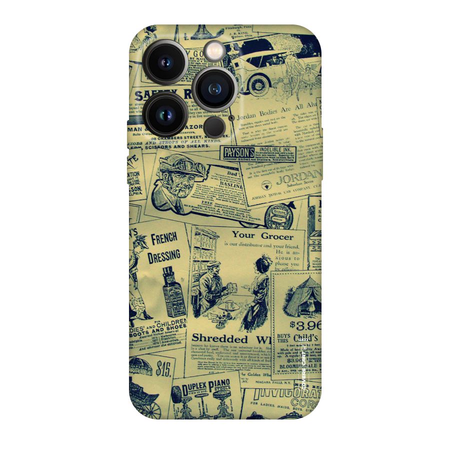 Vintage Newspaper Cutouts Original Polycarbonate Back Case for iPhone 14 Pro