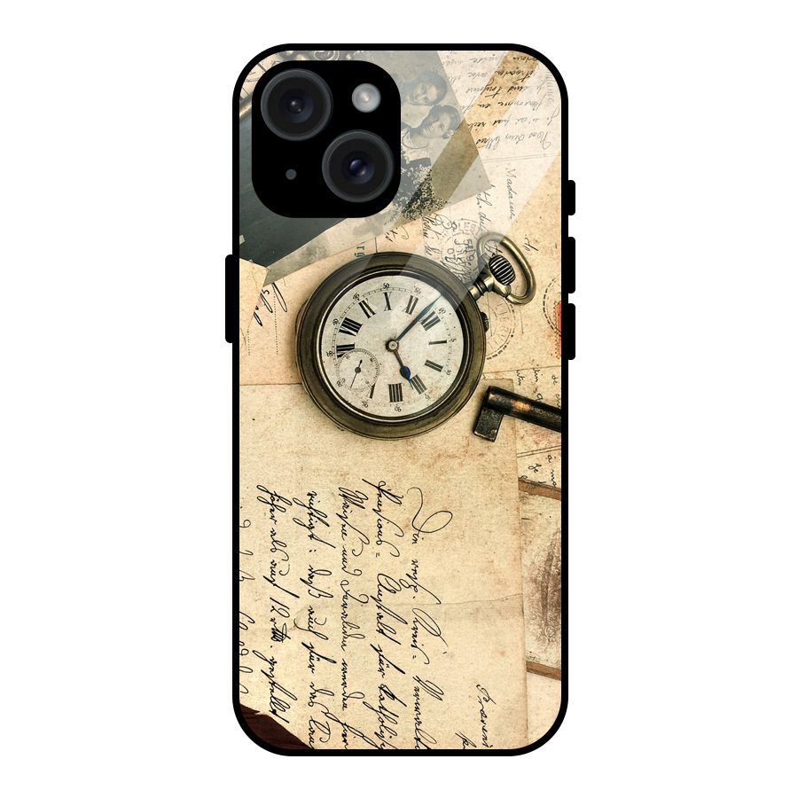 Vintage Post Cards Glass Back Case for iPhone 15