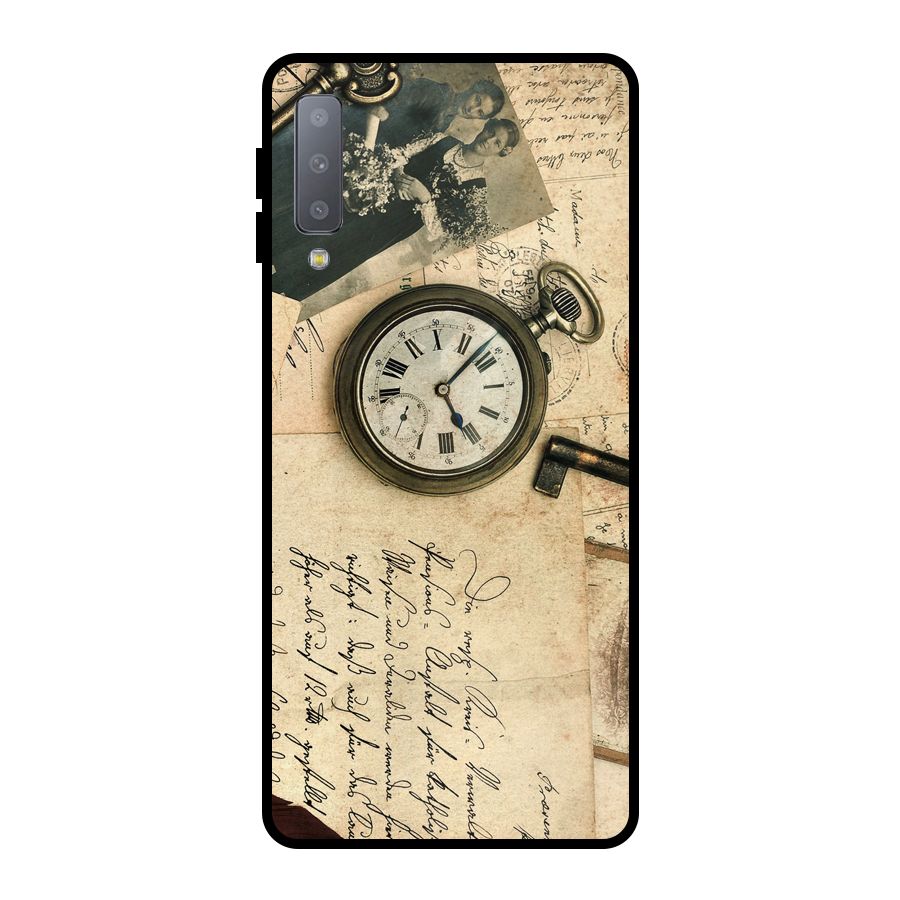 Vintage Post Cards Metal Back Case for Galaxy A7 (2018)