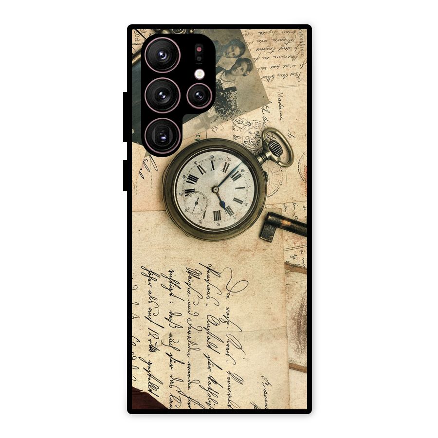 Vintage Post Cards Metal Back Case for Galaxy S22 Ultra 5G