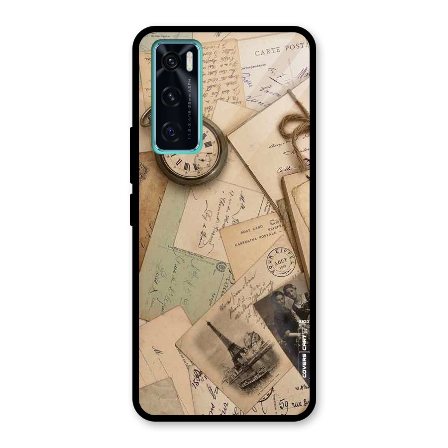 Vintage Postcards Glass Back Case for Vivo V20 SE