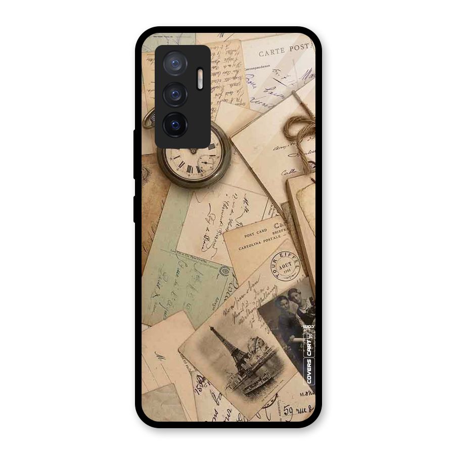 Vintage Postcards Glass Back Case for Vivo V23e