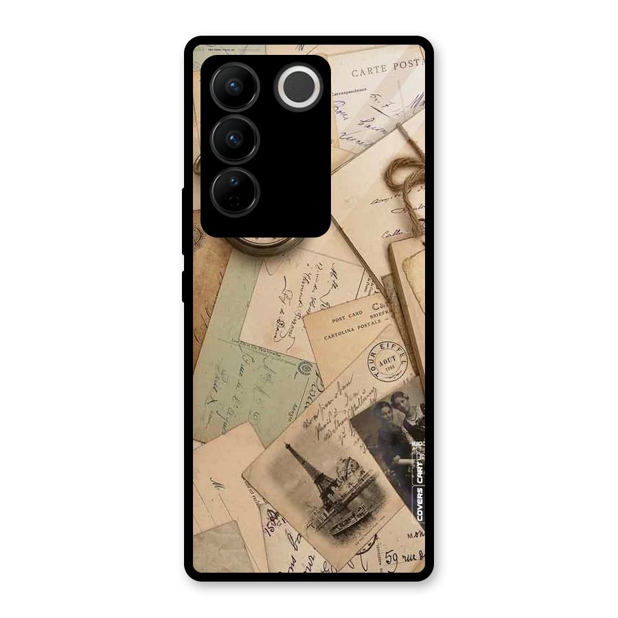 Vintage Postcards Glass Back Case for Vivo V27