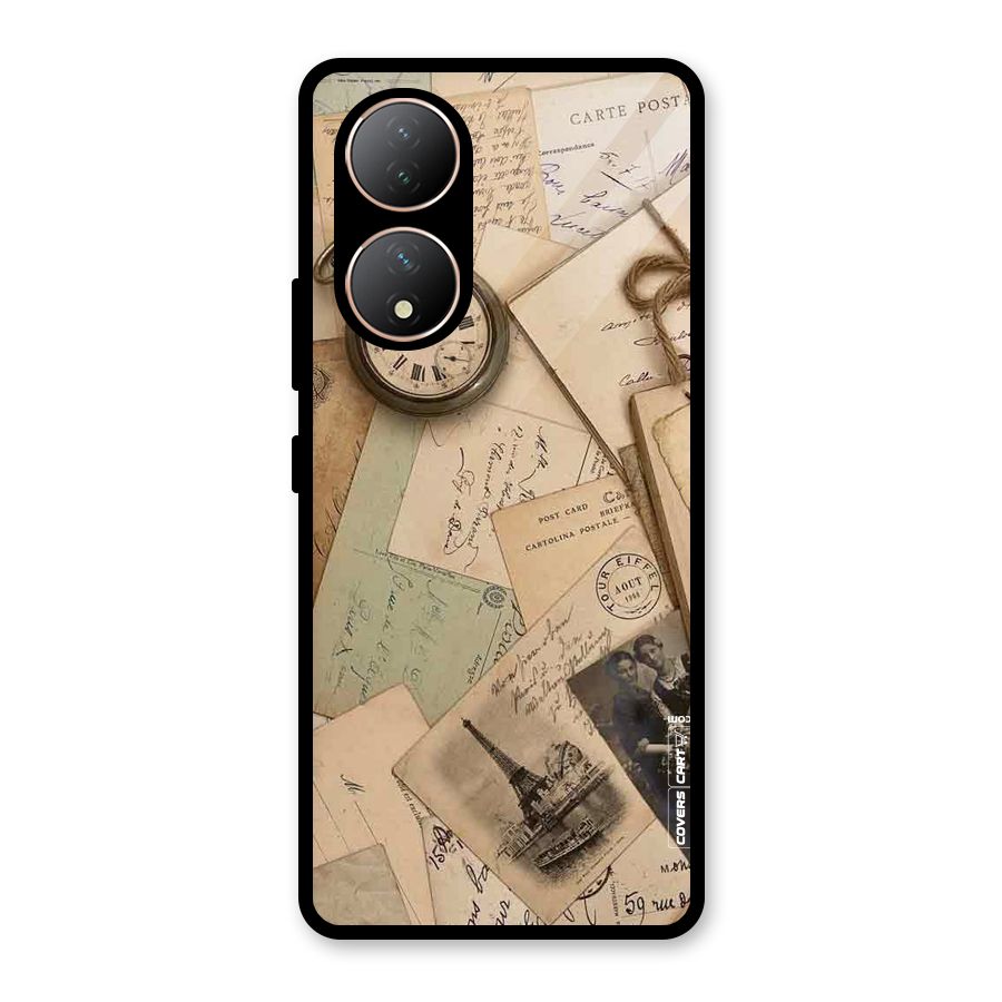 Vintage Postcards Glass Back Case for Vivo Y100A