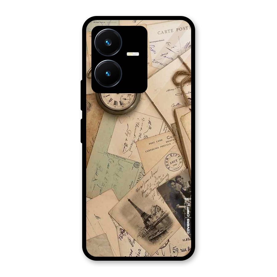 Vintage Postcards Glass Back Case for Vivo Y22s