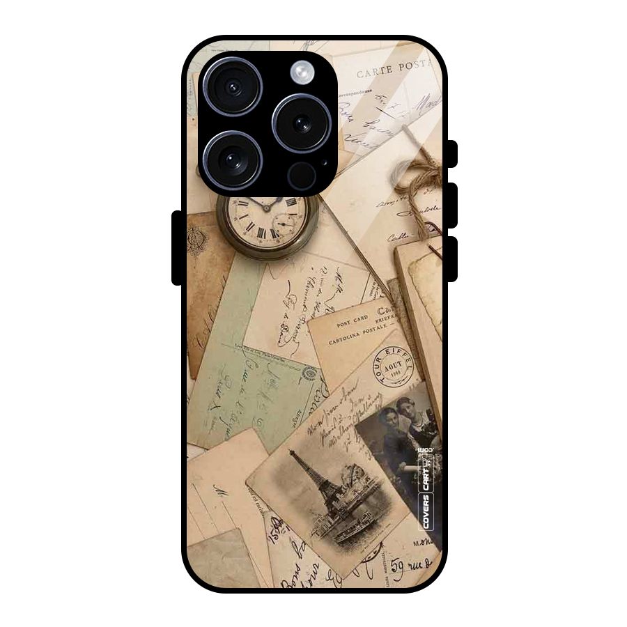 Vintage Postcards Glass Back Case for iPhone 15 Pro