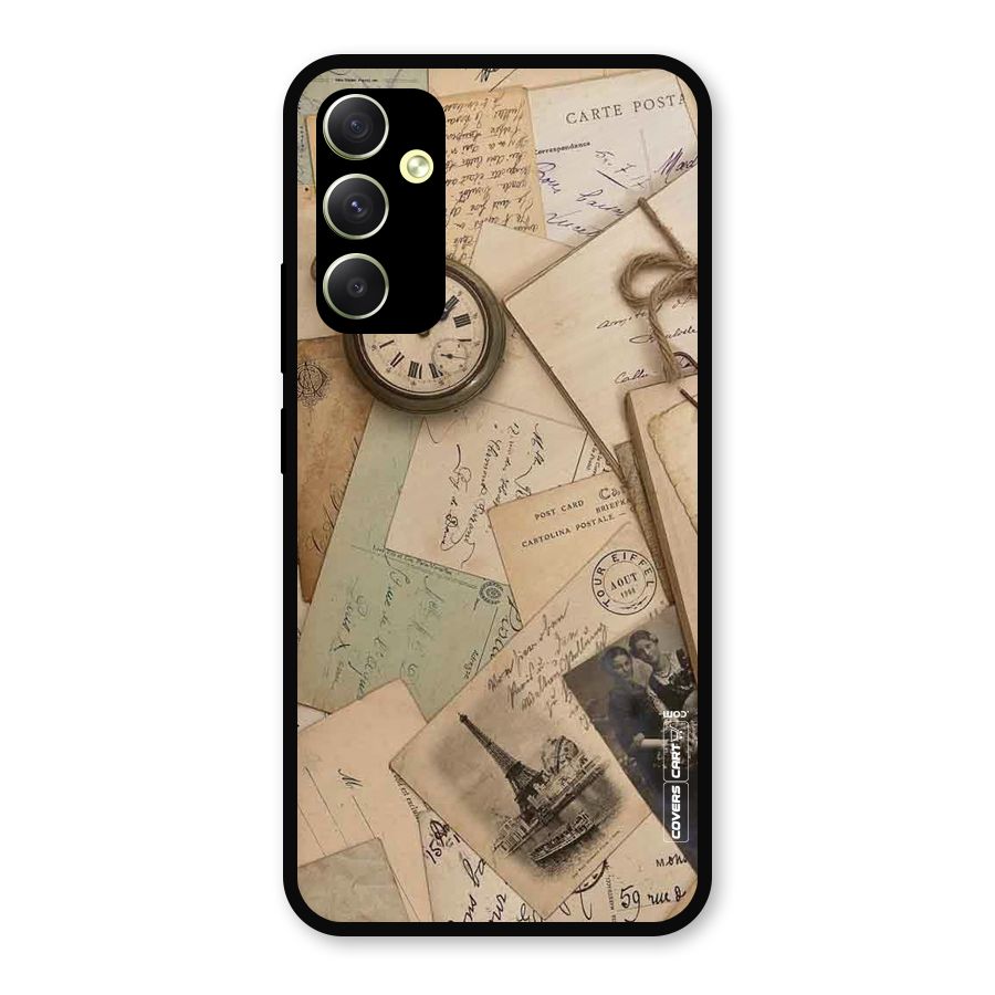 Vintage Postcards Metal Back Case for Galaxy A34
