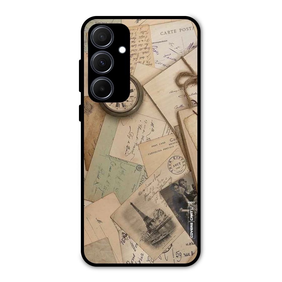 Vintage Postcards Metal Back Case for Galaxy A35