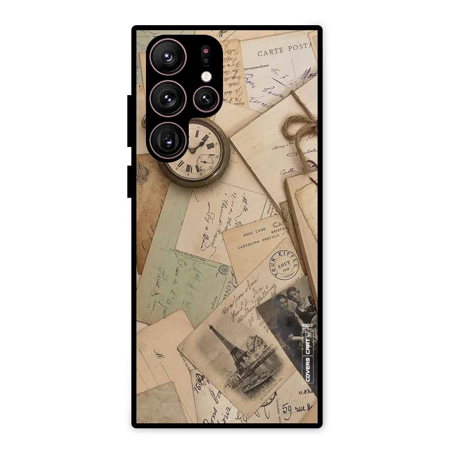Vintage Postcards Metal Back Case for Galaxy S22 Ultra 5G