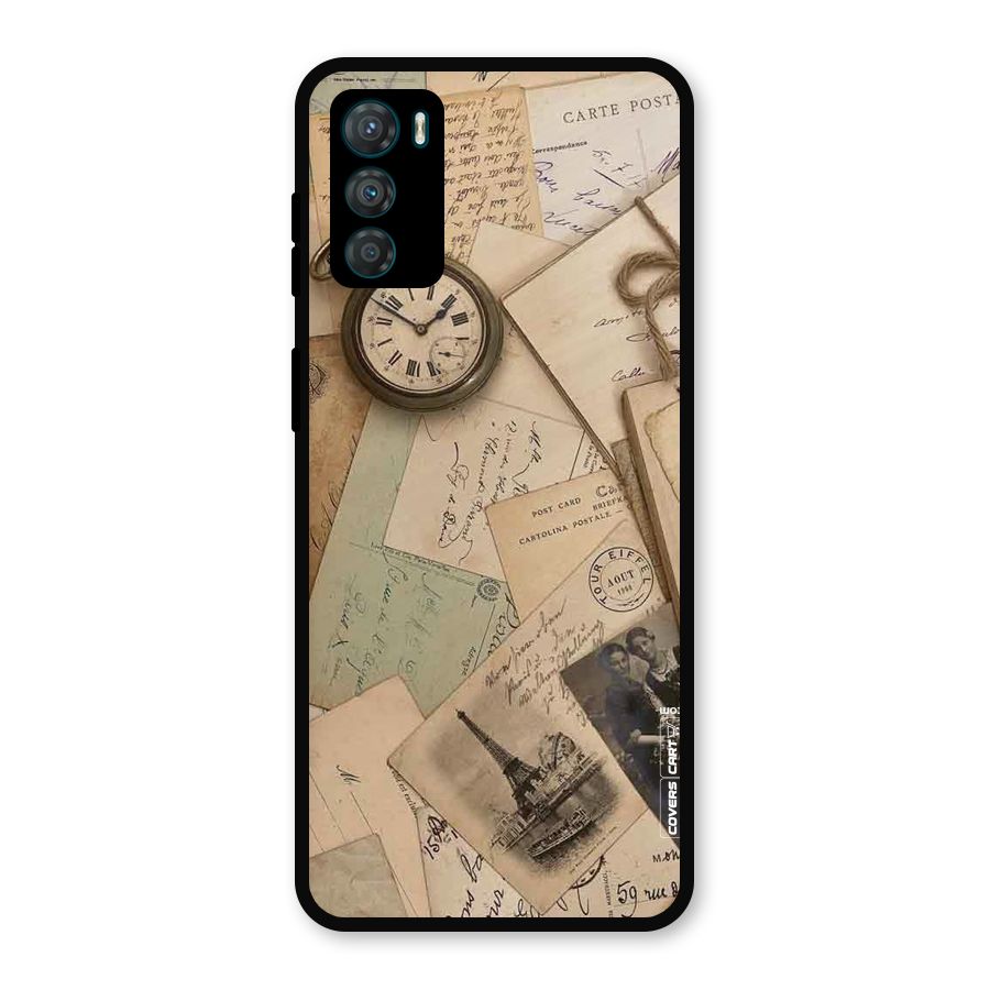 Vintage Postcards Metal Back Case for Moto G42