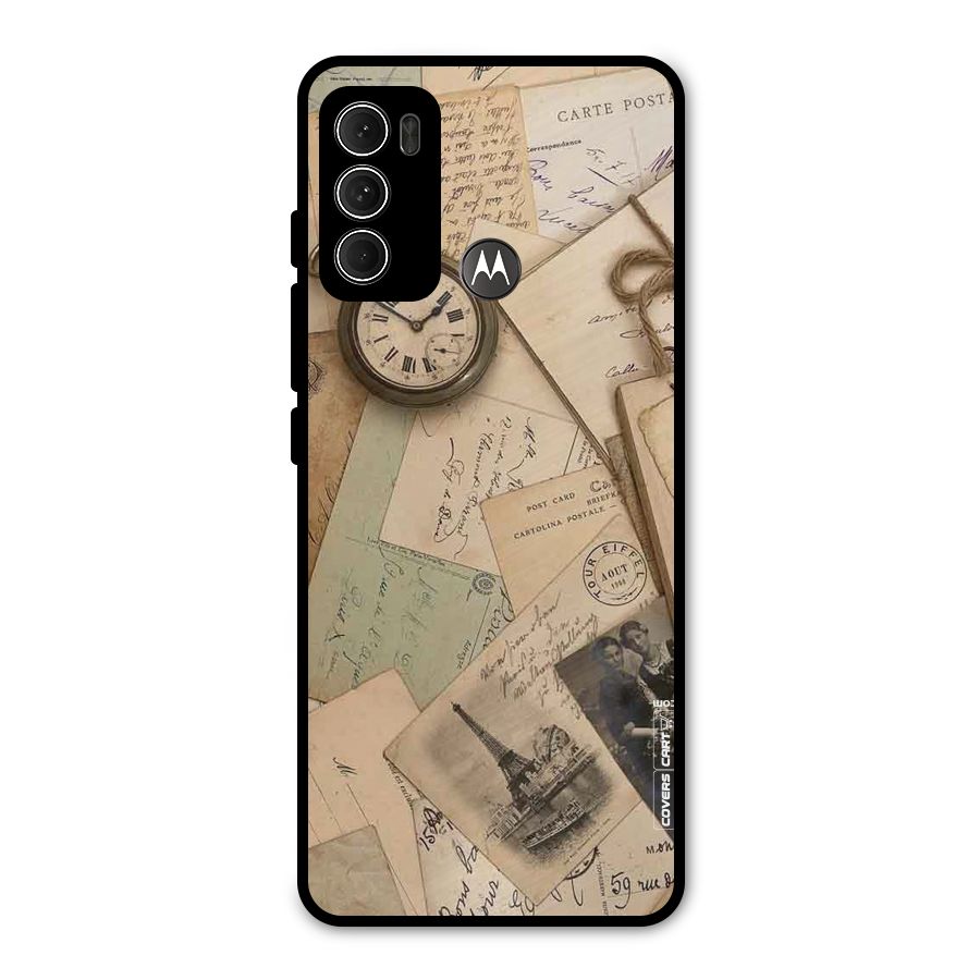 Vintage Postcards Metal Back Case for Moto G60