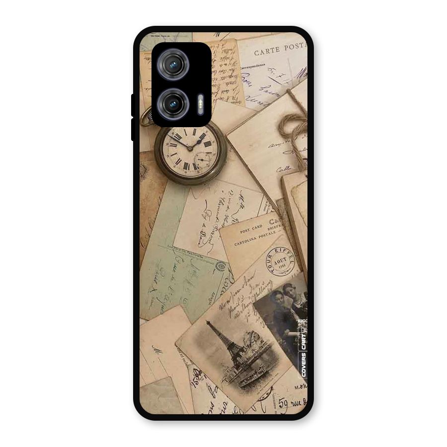 Vintage Postcards Metal Back Case for Moto G73