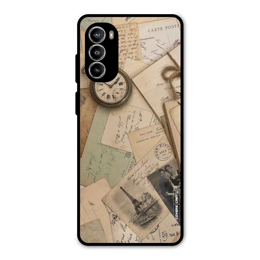 Vintage Postcards Metal Back Case for Moto G82