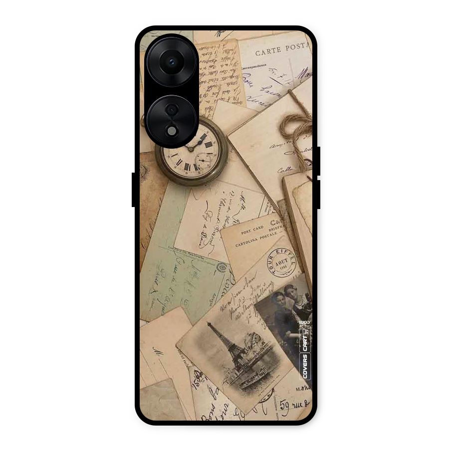 Vintage Postcards Metal Back Case for Oppo A78 5G