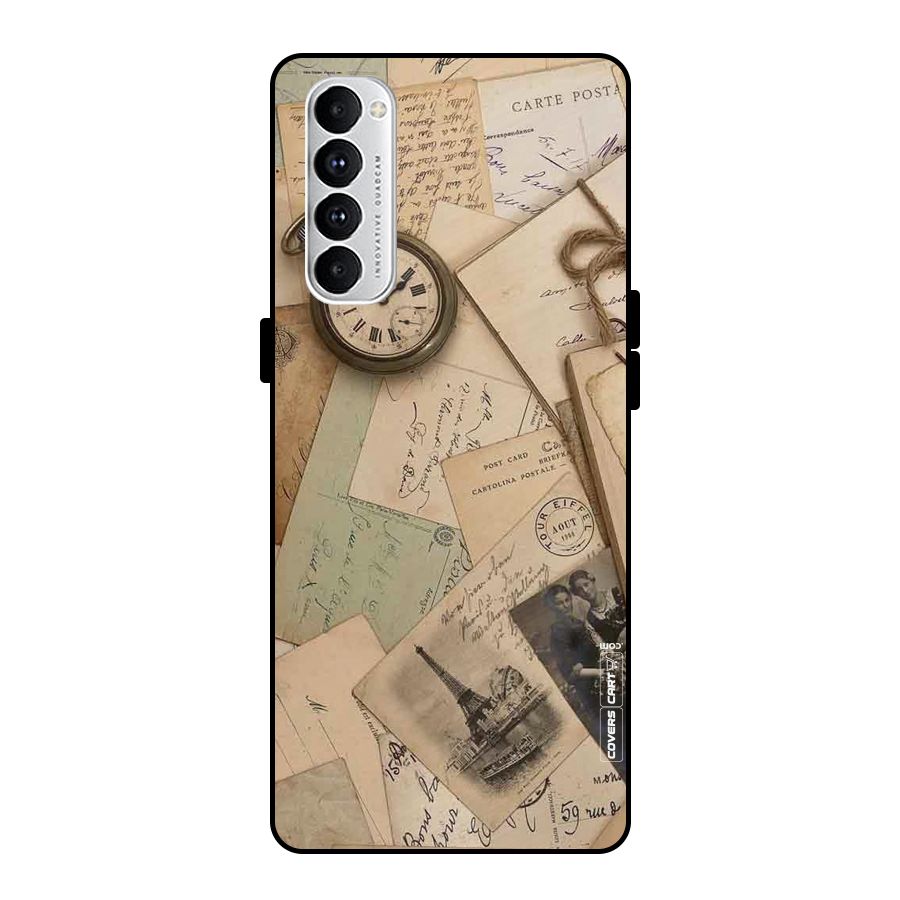 Vintage Postcards Metal Back Case for Oppo Reno4 Pro