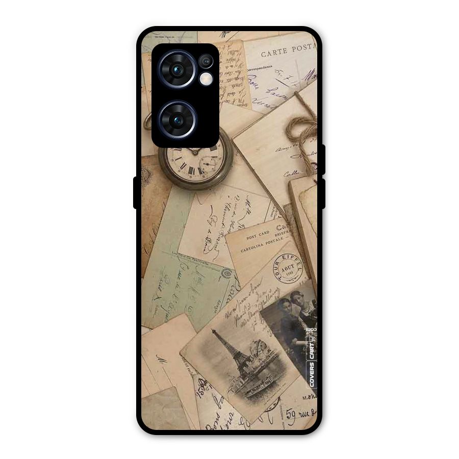 Vintage Postcards Metal Back Case for Oppo Reno7 5G