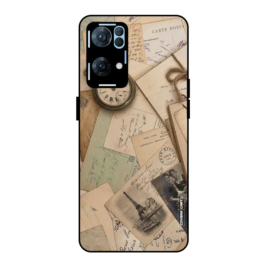 Vintage Postcards Metal Back Case for Oppo Reno7 Pro 5G