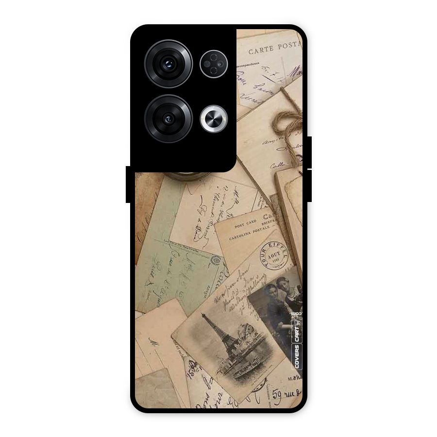 Vintage Postcards Metal Back Case for Oppo Reno8 Pro 5G