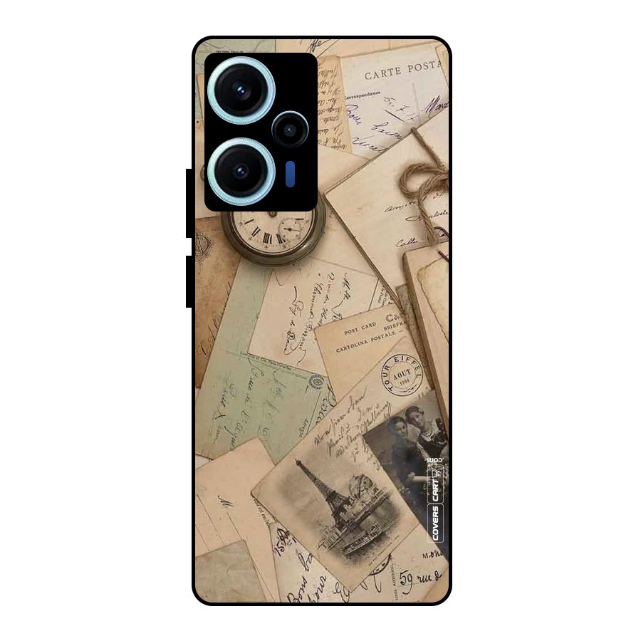 Vintage Postcards Metal Back Case for Poco F5
