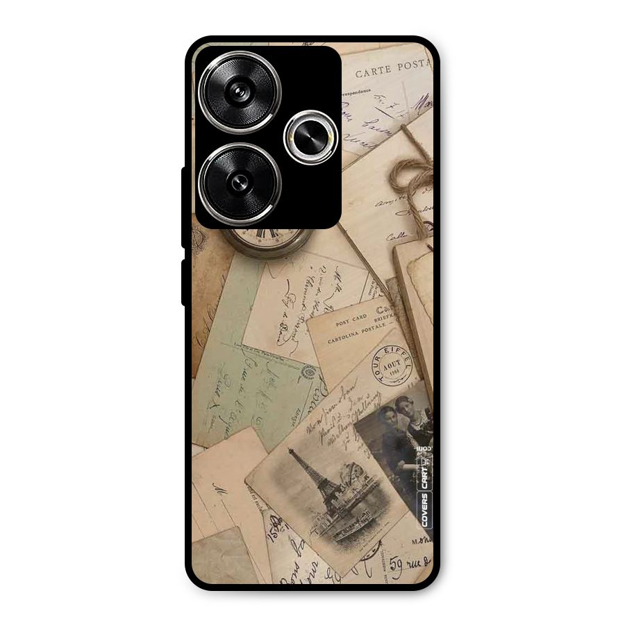 Vintage Postcards Metal Back Case for Poco F6