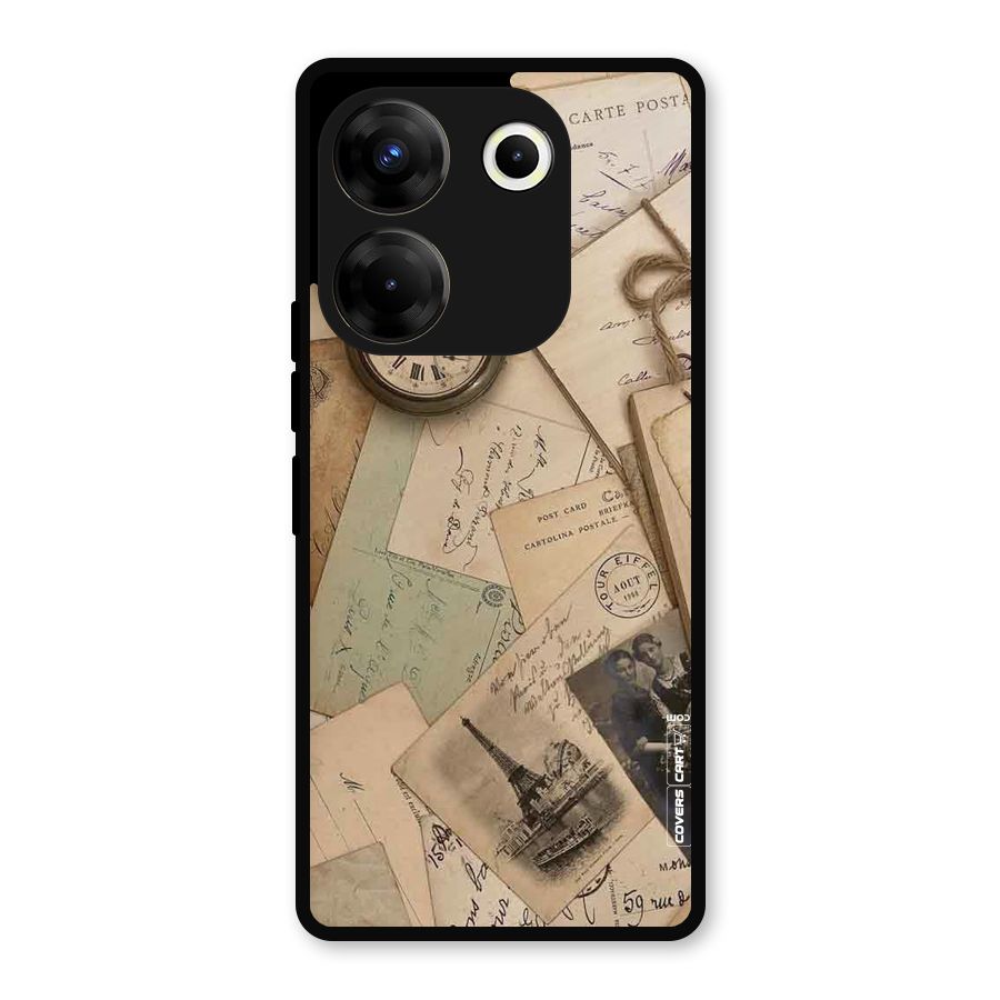 Vintage Postcards Metal Back Case for Tecno Camon 20