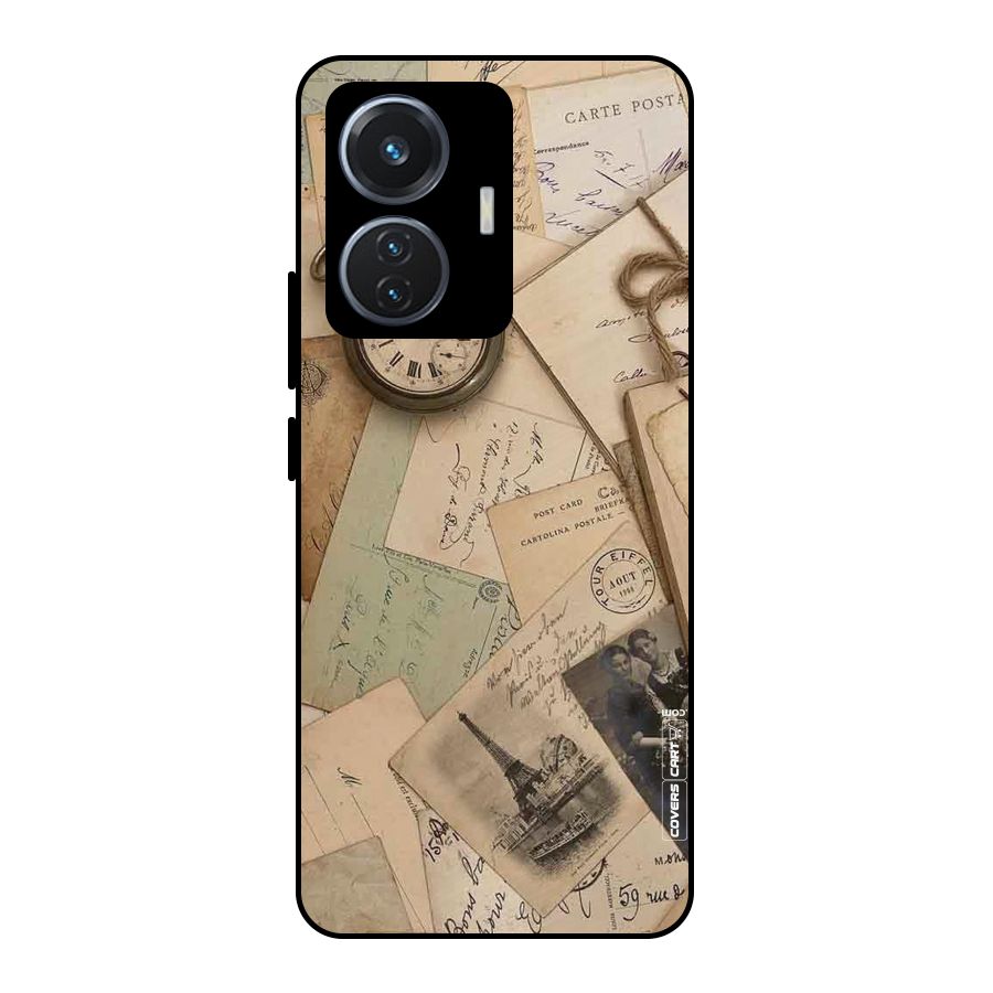 Vintage Postcards Metal Back Case for Vivo T1 44W