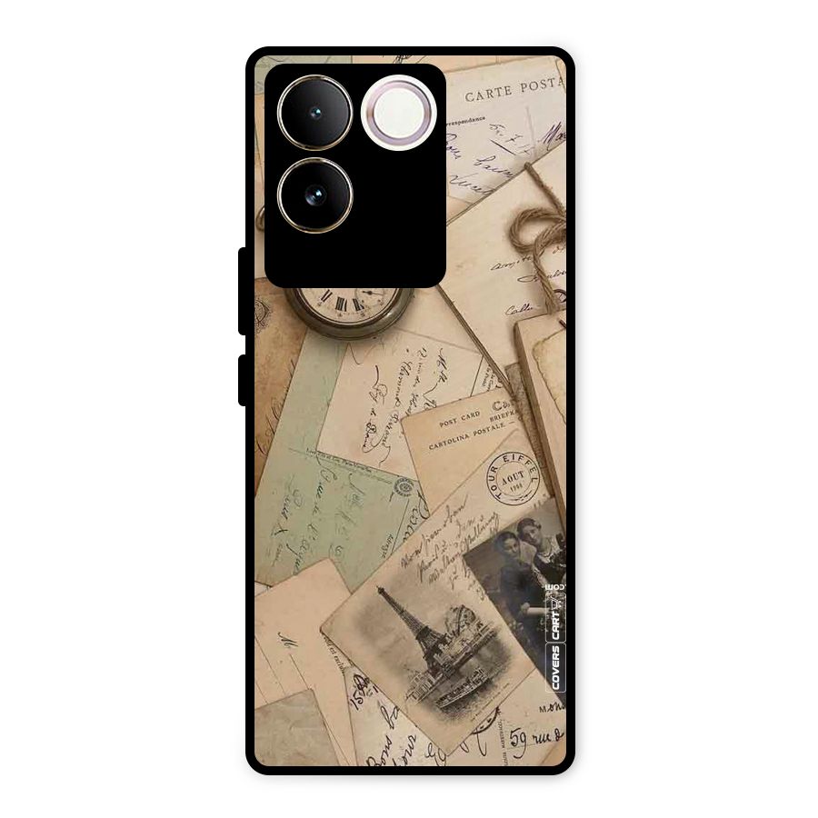 Vintage Postcards Metal Back Case for Vivo T2 Pro