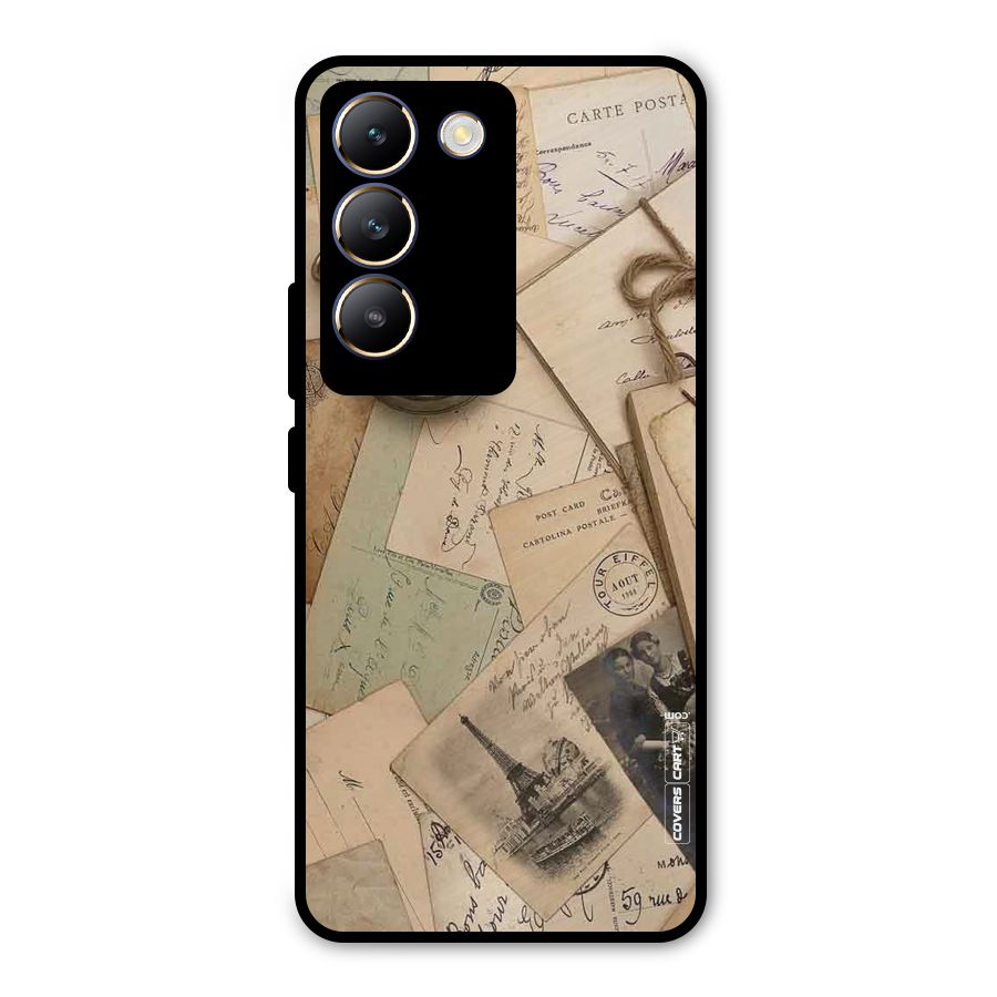 Vintage Postcards Metal Back Case for Vivo T3 5G