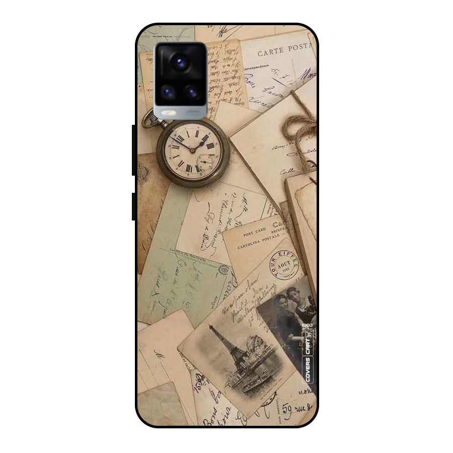 Vintage Postcards Metal Back Case for Vivo V20 2021