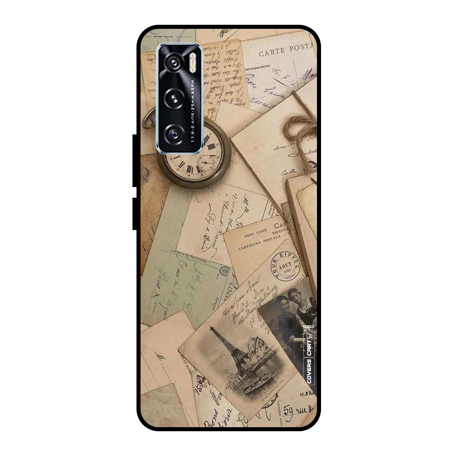 Vintage Postcards Metal Back Case for Vivo V20 SE