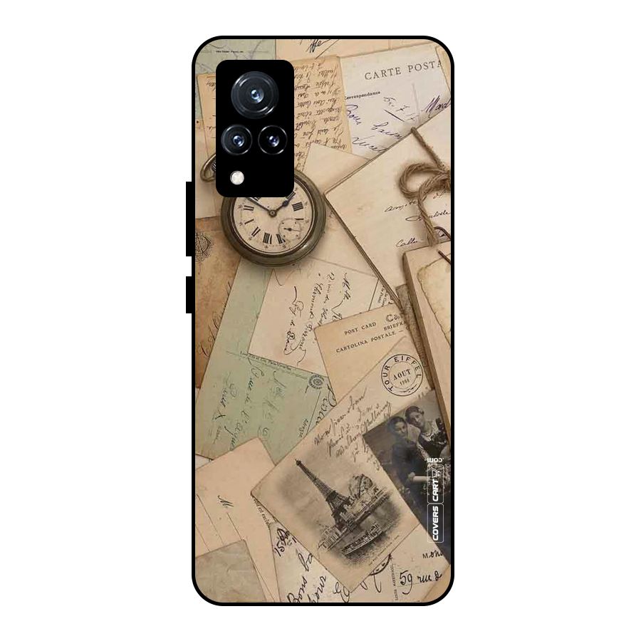 Vintage Postcards Metal Back Case for Vivo V21 5G