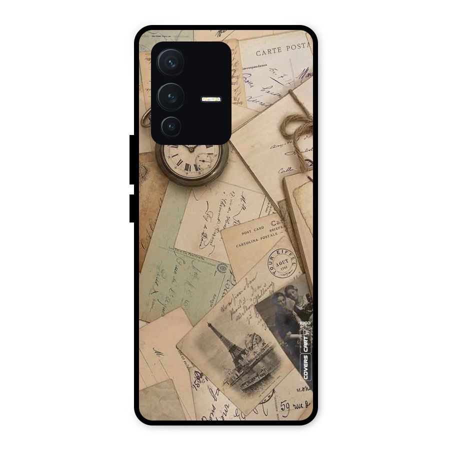 Vintage Postcards Metal Back Case for Vivo V23 5G