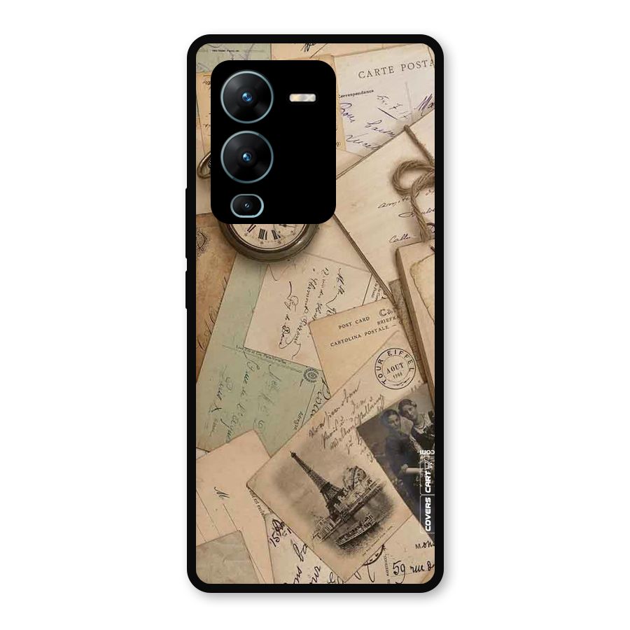 Vintage Postcards Metal Back Case for Vivo V25 Pro
