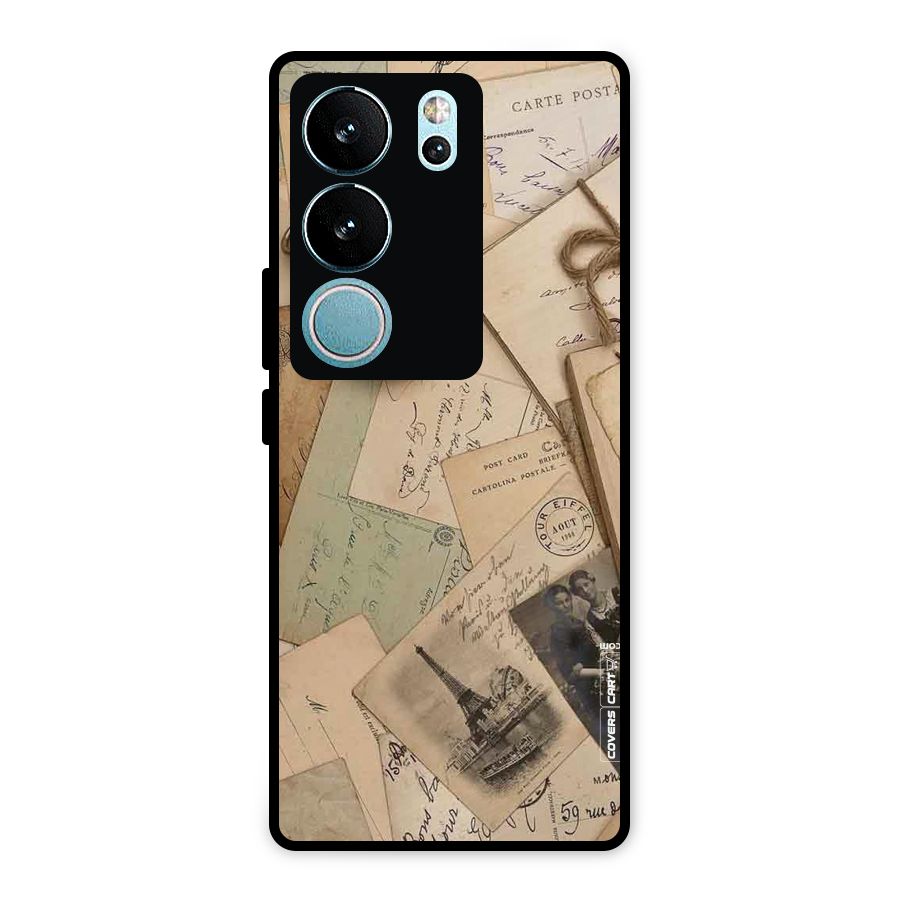 Vintage Postcards Metal Back Case for Vivo V29 Pro
