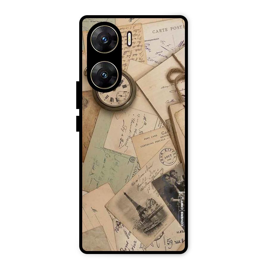 Vintage Postcards Metal Back Case for Vivo V29e