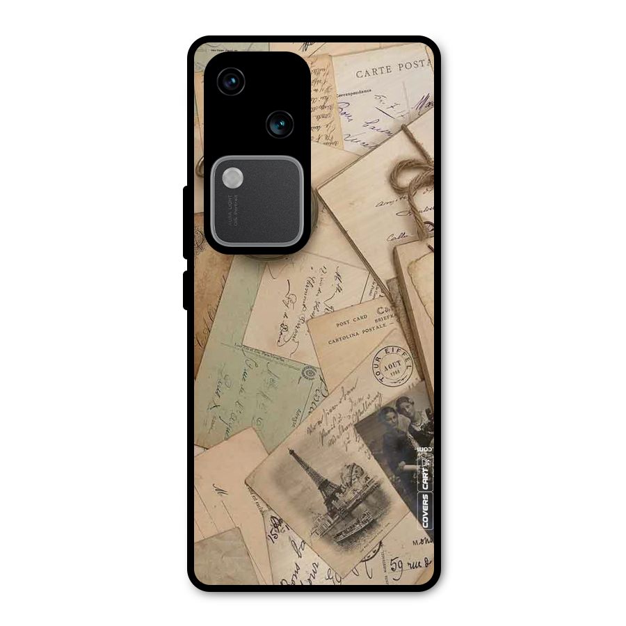 Vintage Postcards Metal Back Case for Vivo V30