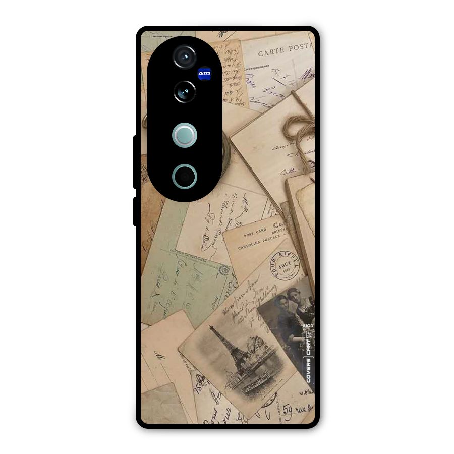Vintage Postcards Metal Back Case for Vivo V40
