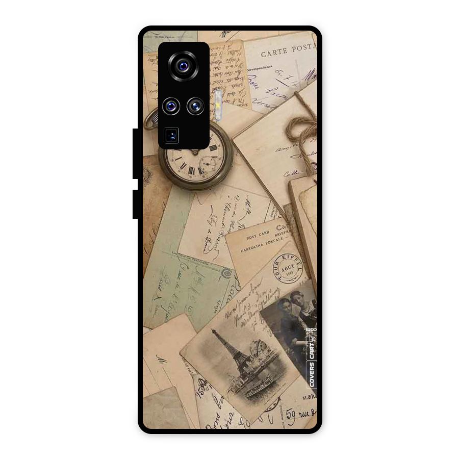 Vintage Postcards Metal Back Case for Vivo X50 Pro