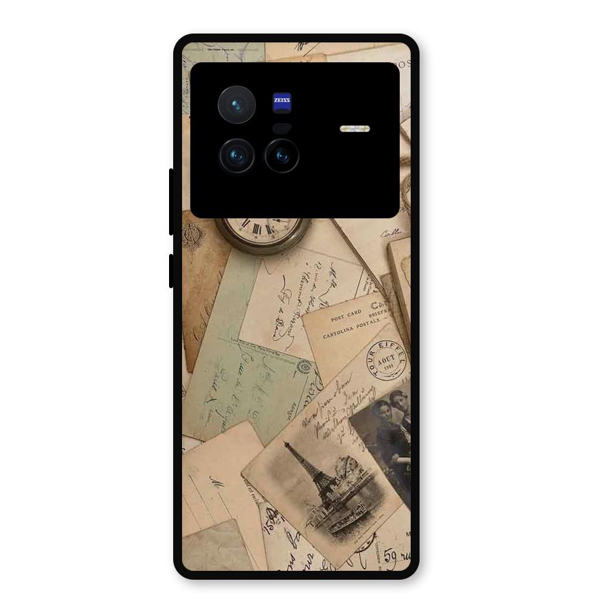 Vintage Postcards Metal Back Case for Vivo X80