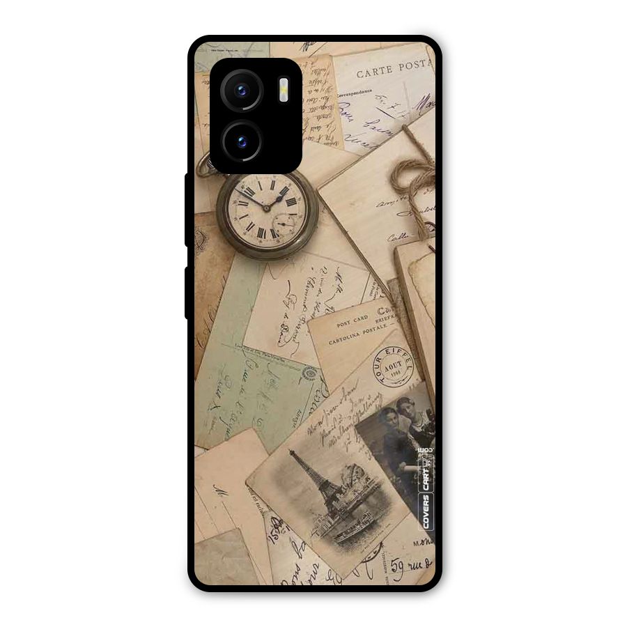 Vintage Postcards Metal Back Case for Vivo Y15s