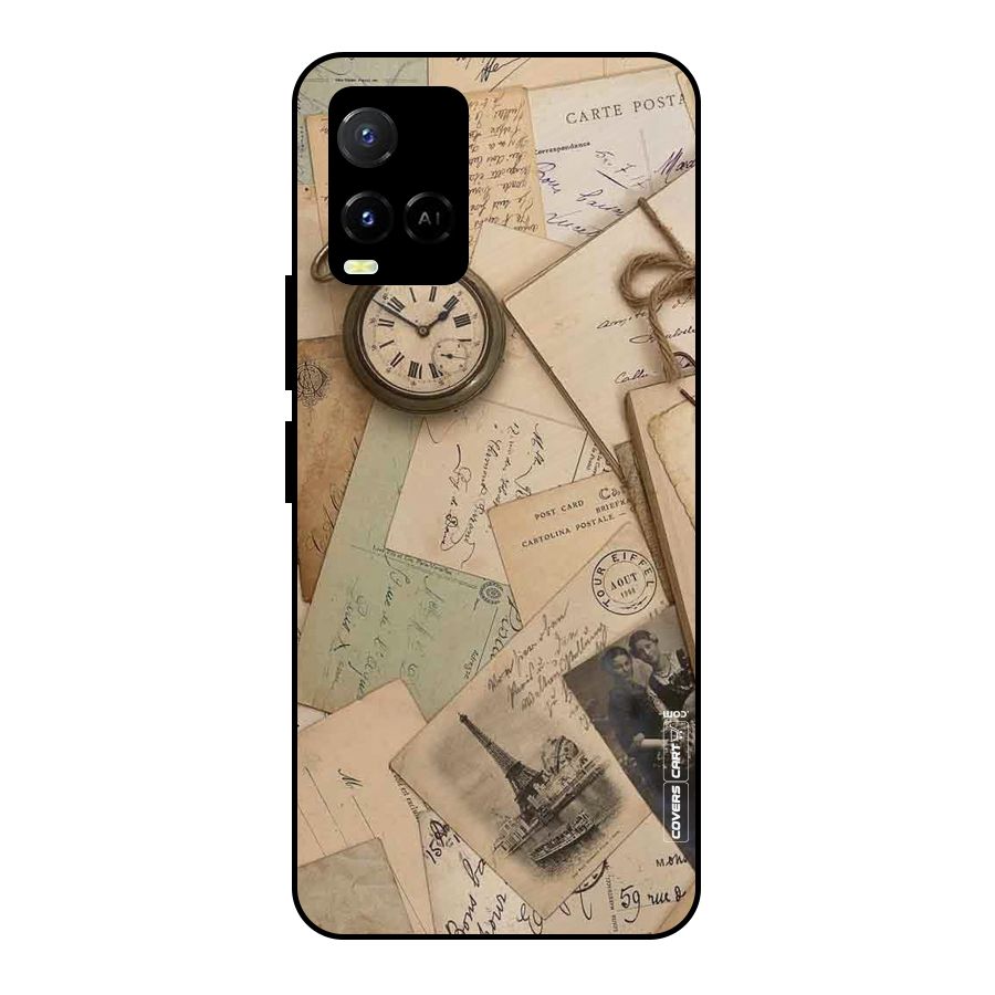 Vintage Postcards Metal Back Case for Vivo Y21A