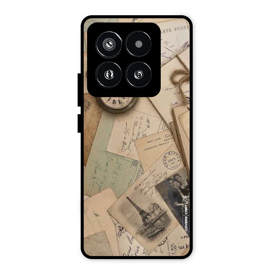 Vintage Postcards Metal Back Case for Xiaomi 14 Pro
